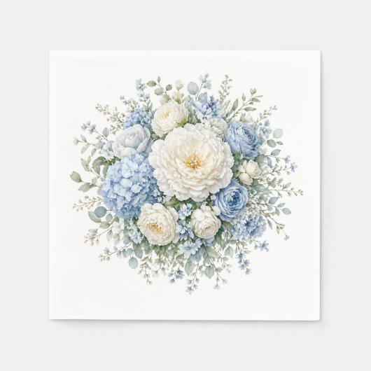 Blauwe Hortensia Papieren Servetten (Voorkant)