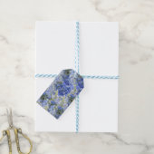 Blauwe Hortensia Patroon Cadeaulabel (Met Touw)