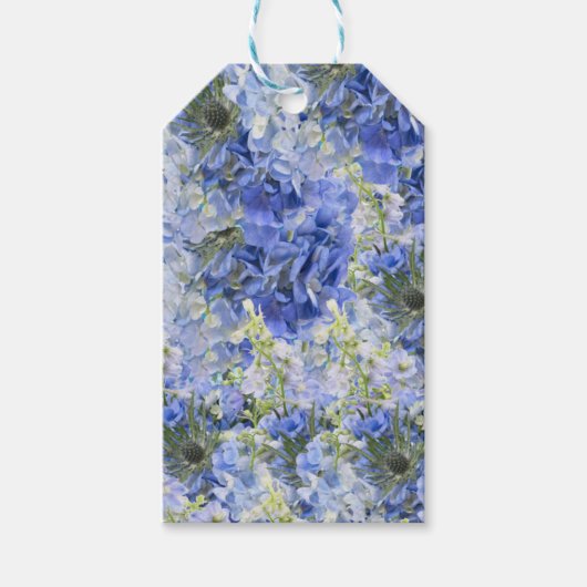 Blauwe Hortensia Patroon Cadeaulabel (Voorkant)