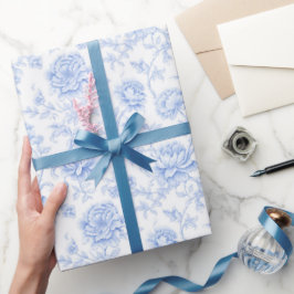 Blauwe Hortensia Patroon Waterverf Bloemige Botani Cadeaupapier