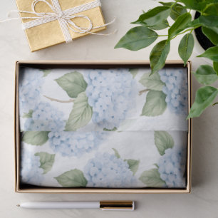 Blauwe Hortensia Patroon Waterverf Bloemige Botani Tissuepapier