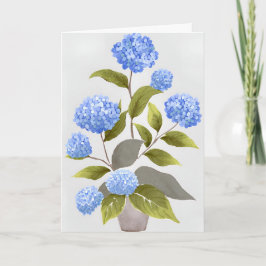 Blauwe Hortensia Plant | Mooie Bloemige Aquarel Kaart