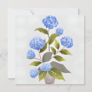 Blauwe Hortensia Plant   Mooie Bloemige Aquarel Kaart