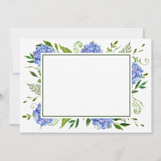 Blauwe Hortensia Platte Bedankkaart (Voorkant)