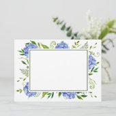 Blauwe Hortensia Platte Bedankkaart (Staand voorkant)
