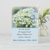 Blauwe Hortensia Platte Bewaar De Datum Kaart (Staand voorkant)