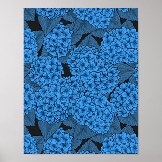 Blauwe hortensia poster (Voorkant)