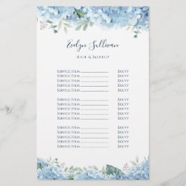 Blauwe hortensia prijslijst flyer