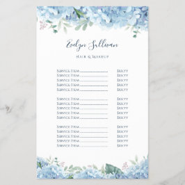 Blauwe hortensia prijslijst flyer