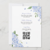 Blauwe Hortensia Qr Code Waterverf Bloemmotief Kaart (Achterkant)