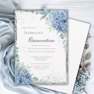 Blauwe Hortensia Quinceañera Feest 15 Kaart