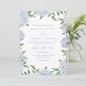 Blauwe Hortensia Rand Elegante QR Code Bruiloft Kaart (Staand voorkant)