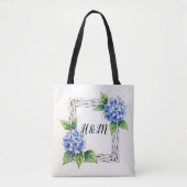 Blauwe Hortensia Rand Maatwerk Tote Bag (Voorkant)