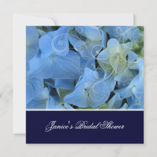 Blauwe hortensia/romantische bruids-shower/huwelij kaart