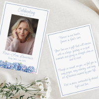 Blauwe Hortensia Rouherdenking Gebedskaart