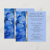 Blauwe Hortensia Rouwadvertenties Aankondiging (Voorkant / Achterkant)