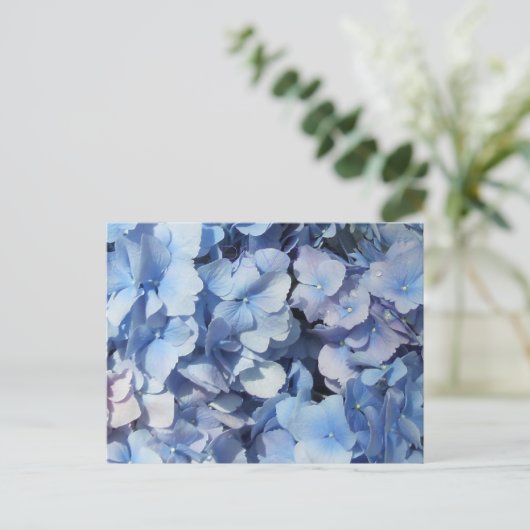 Blauwe hortensia RSVP bruiloft Uitnodiging Briefkaart (Staand voorkant)