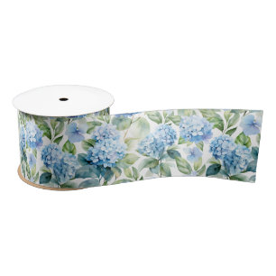 Blauwe Hortensia Satijnen Lint