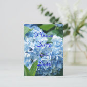 Blauwe Hortensia Save our date ansichtkaart- aanpa Uitnodiging Briefkaart (Staand voorkant)