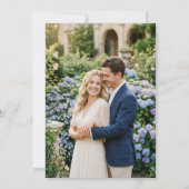 Blauwe Hortensia Save The Date Met Foto Plat Kaart (Achterkant)