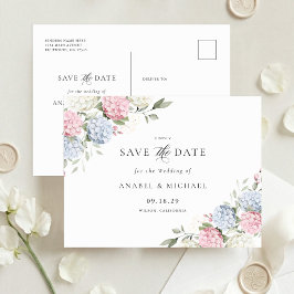 Blauwe Hortensia Save the Date Uitnodigingskaart Aankondigingskaart