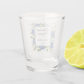 Blauwe Hortensia Script Oefen Diner Shot Glas (Achterkant)