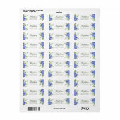 Blauwe Hortensia Script Proefbruiloft Dineraanmeld Etiket (Full Sheet)