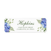 Blauwe Hortensia Script Proefbruiloft Eetkamer Adr Etiket (Voorkant)