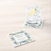 Blauwe Hortensia Script Proefbruiloftsdiner Kartonnen Onderzetters (Insitu)