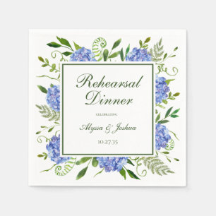 Blauwe Hortensia Script Proefbruiloftsdiner Servet