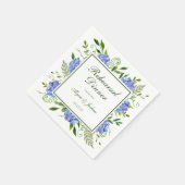 Blauwe Hortensia Script Proefbruiloftsdiner Servet (Hoek)