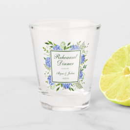 Blauwe Hortensia Script Proefbruiloftsdiner Shot Glas