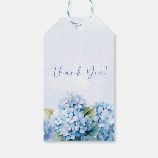 Blauwe Hortensia Something Blue Bruidsdouche Cadeaulabel (Achterkant)