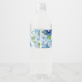 Blauwe Hortensia Something Blue Bruidsdouche Waterfles Etiket (Achterkant)