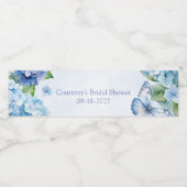 Blauwe Hortensia Something Blue Bruidsdouche Waterfles Etiket (Enkel label)
