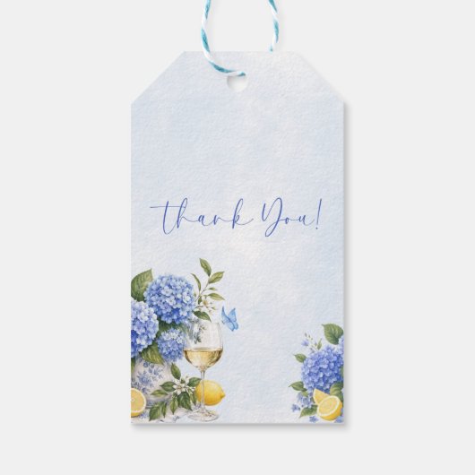 Blauwe Hortensia Something Blue Bruidsfeest Cadeaulabel (Achterkant)