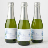 Blauwe Hortensia Something Blue Bruidsfeest Sparkling Wijnetiket (Flessen)