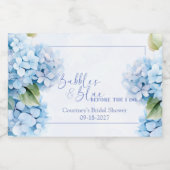 Blauwe Hortensia Something Blue Bruidsfeest Sparkling Wijnetiket (Enkel label)