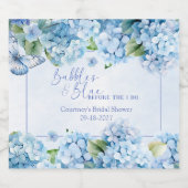 Blauwe Hortensia Something Blue Bruidsfeest Sparkling Wijnetiket (Enkel label)