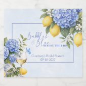 Blauwe Hortensia Something Blue Bruidsfeest Sparkling Wijnetiket (Enkel label)
