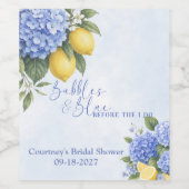 Blauwe Hortensia Something Blue Bruidsfeest Wijn Etiket (Enkel label)