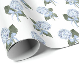 Blauwe Hortensia Strik Cadeaupapier