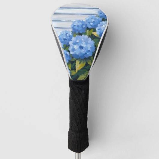 Blauwe Hortensia Struiken Bloemschildering Golfheadcover (Voorkant)