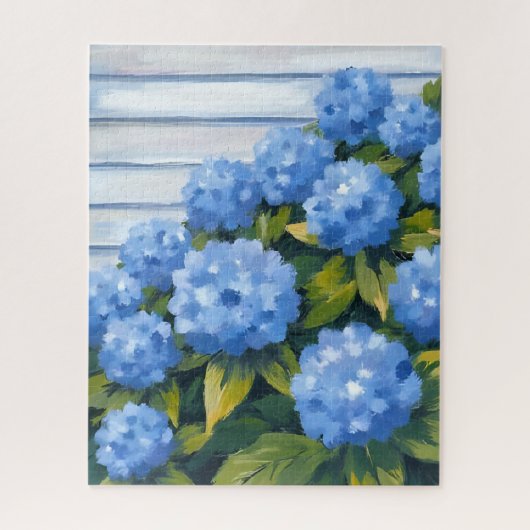 Blauwe Hortensia Struiken Bloemschildering Legpuzzel (Verticaal)