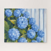 Blauwe Hortensia Struiken Bloemschildering Legpuzzel (Horizontaal)