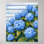 Blauwe Hortensia Struiken Bloemschildering Poster (Voorkant)