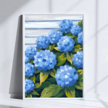 Blauwe Hortensia Struiken Bloemschildering