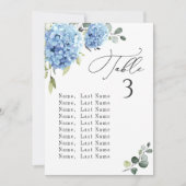 Blauwe Hortensia Tafel Nummer Zitplaats Kaarten (Voorkant)