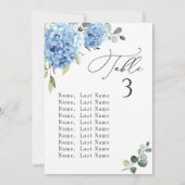 Blauwe Hortensia Tafel Nummer Zitplaats Kaarten (Achterkant)