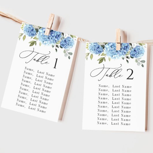 Blauwe Hortensia Tafel Nummer Zitplaats Kaarten